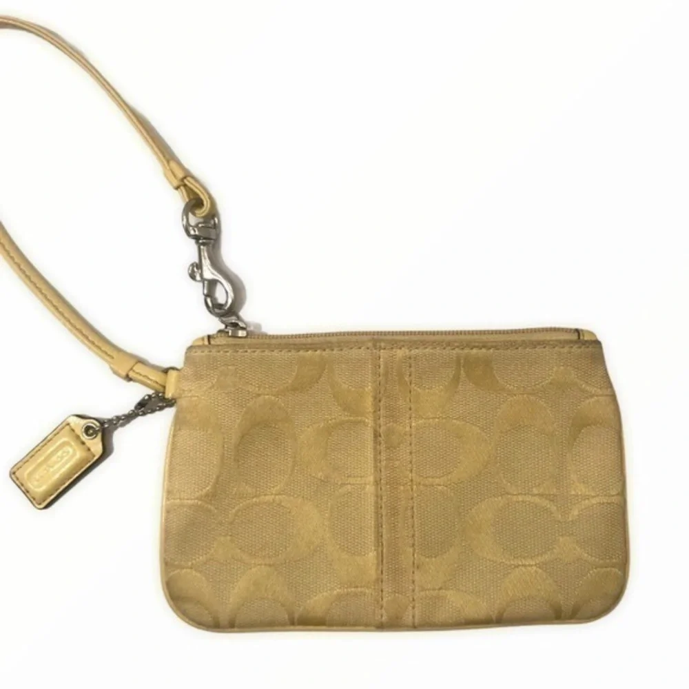 Coach vintage y2k signature yellow wristlet bag rare color